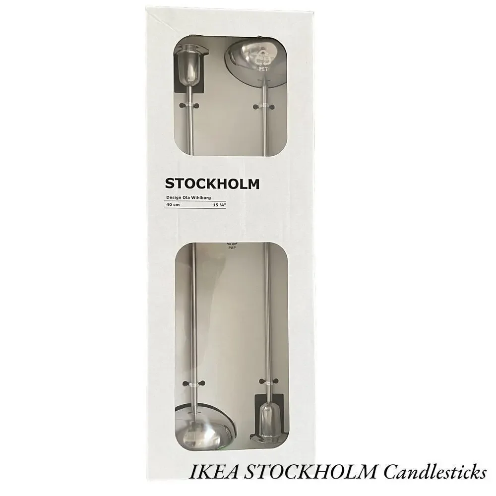 IKEA STOCKHOLM Candlestick, Stainless Steel, 15 ¾ 